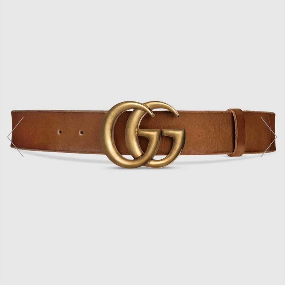Gucci GG Marmont Wide Belt Size 85 Brown Leather (tan)
